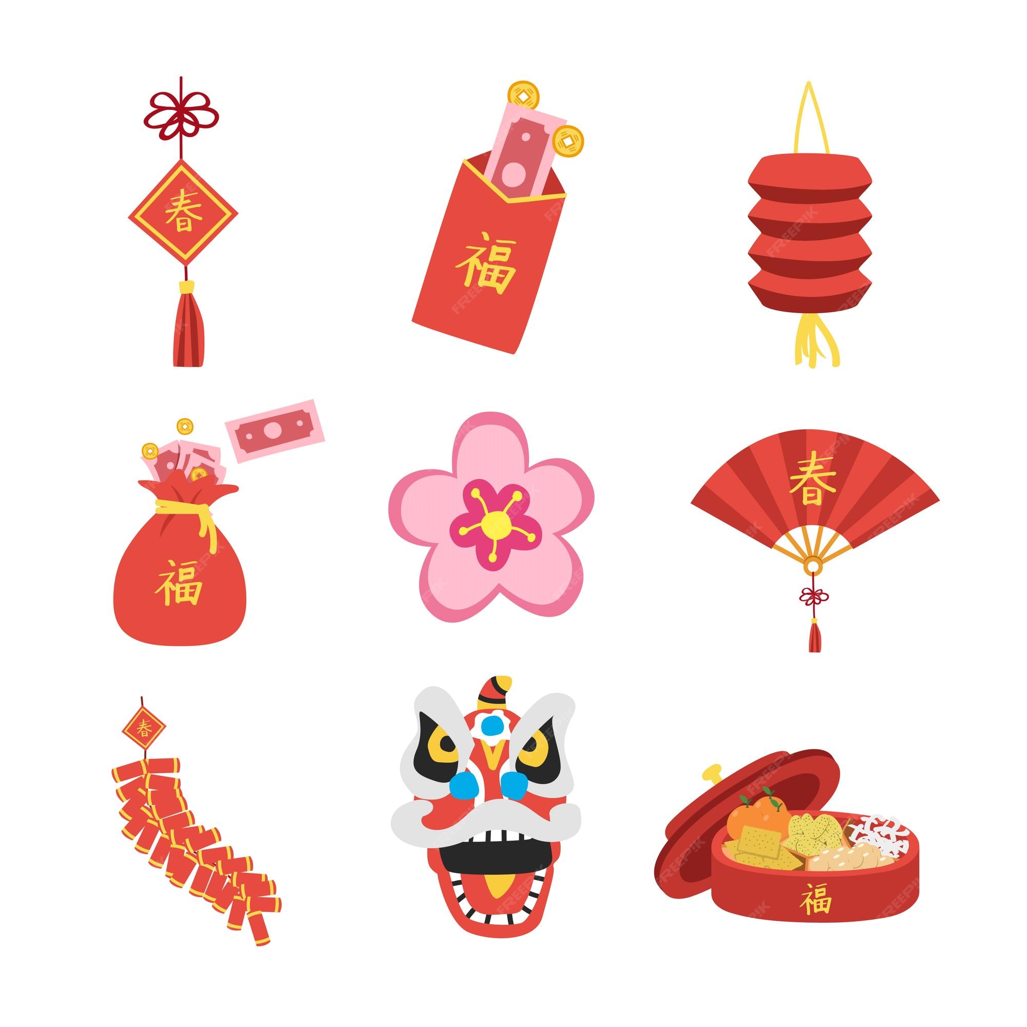 Vector set of Chinese New Year red envelope clipart. Simple red