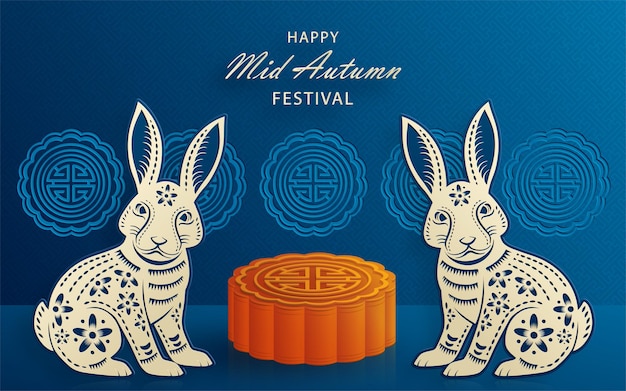 Chinese Mid Autumn Festival on color background