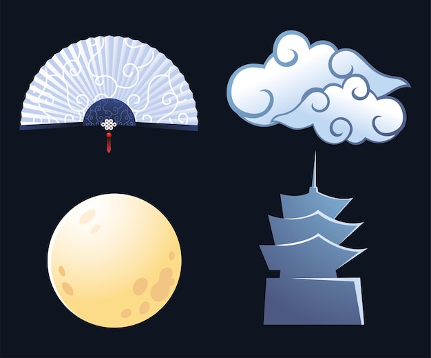 Luna cinese con nuvole