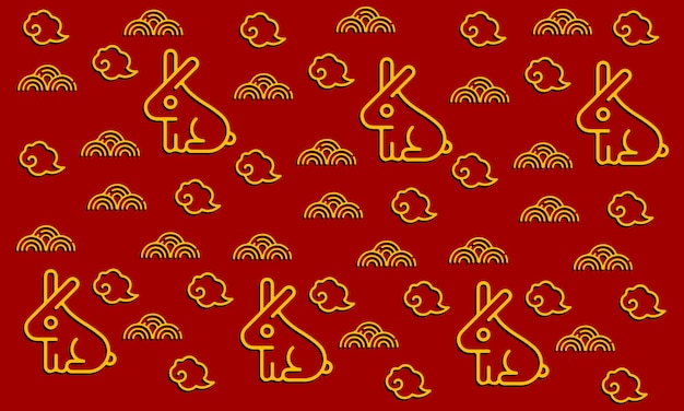 Chinese New Yeaar 2023 Background Pattern. Rabbit, Chinese Elements. Template banner, poster, card