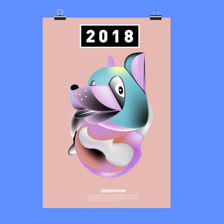 Вектор китайский новый год 2018 праздничная векторная карта дизайн с милой собакой, символ зодиака 2018 года