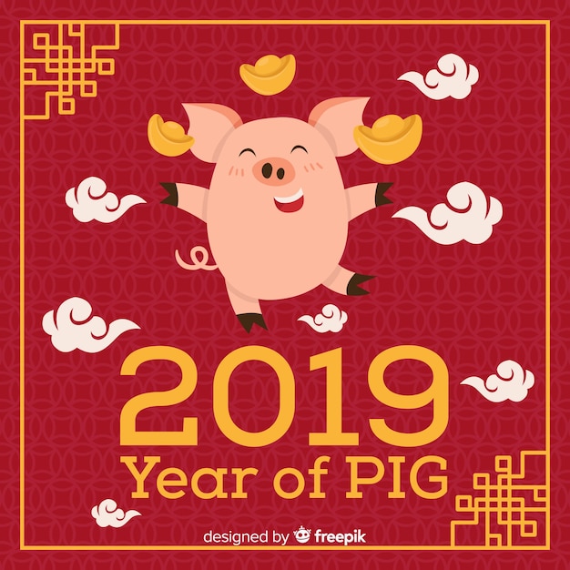 ベクトル 中国の新年2019年の背景