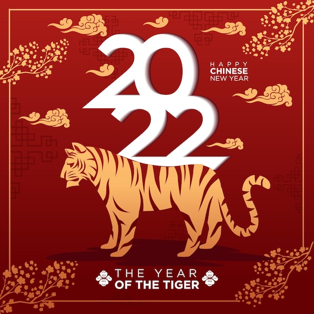 Vector chinese new year 
2022 minimal design year of tiger background elegant simple design for cover book