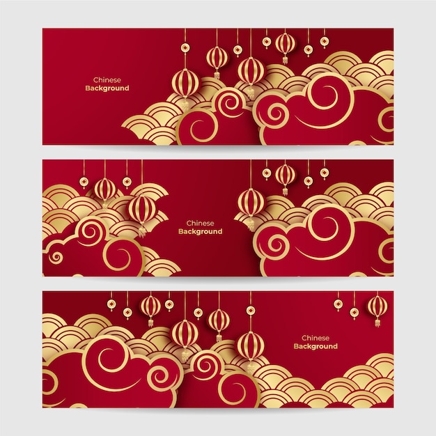 Chinese new year 2022 year of the tiger red and gold flower and asian elements paper cut with craft style on background. Universal chinese background banner. Vector illustration