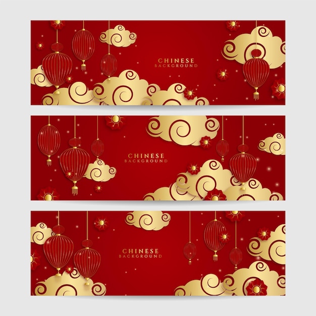 Chinese new year 2022 year of the tiger red and gold flower and asian elements paper cut with craft style on background. Universal chinese background banner. Vector illustration