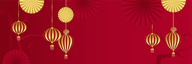 Chinese new year 2022 year of the tiger red and gold flower and asian elements paper cut with craft style on background. universal chinese background banner. vector illustration