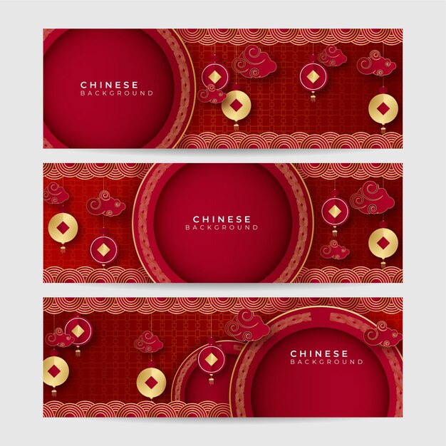 Chinese new year 2022 year of the tiger red and gold flower and asian elements paper cut with craft style on background. universal chinese background banner. vector illustration