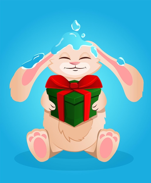 Vettore il capodanno cinese 2023 è l'anno del coniglio. simpatico coniglietto di natale