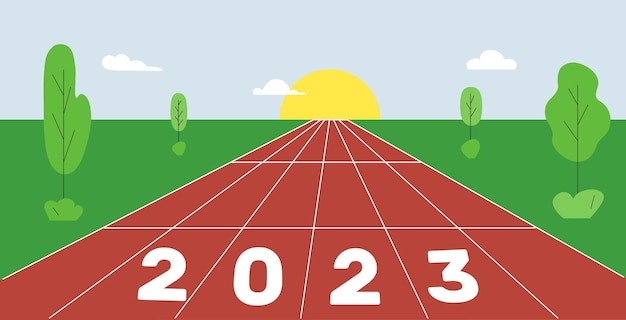 Tapis roulant per il capodanno cinese 2023. inizio, l'inizio di un nuovo anno. paesaggio. sport. pronti via