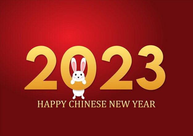 Vector chinese new year 2023 with cute rabbit