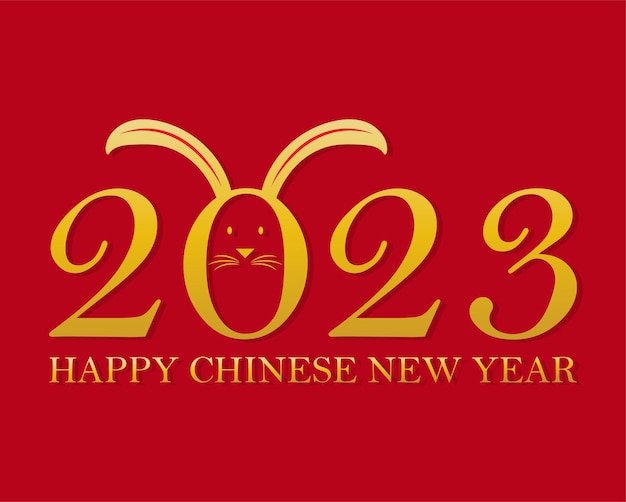 Vector chinese new year 2023 with rabbit ears , new year wish post