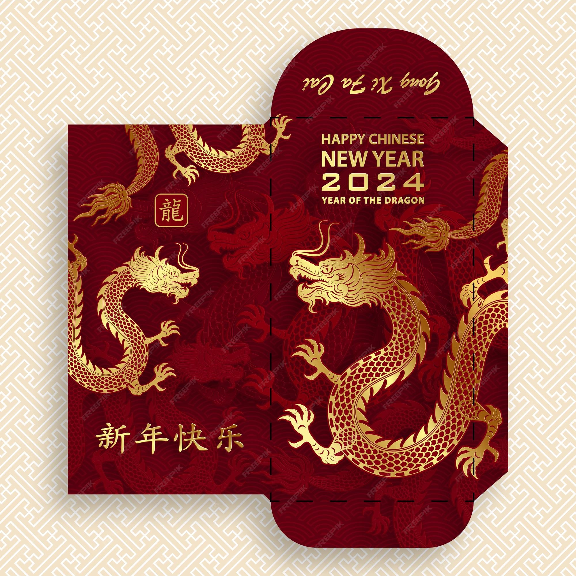 Premium Vector Chinese new year 2024 lucky red envelope money pocket