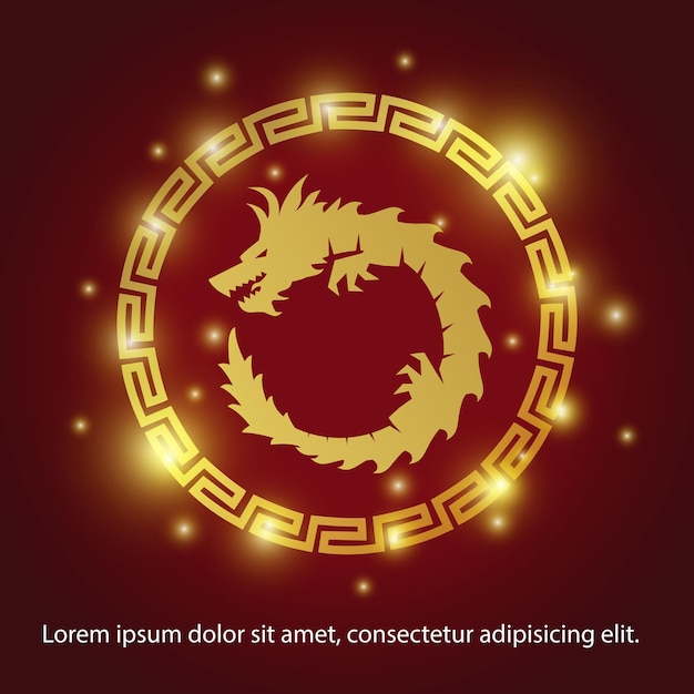 Vector chinese new year 2024 with dragon symbol and glowing golden circle