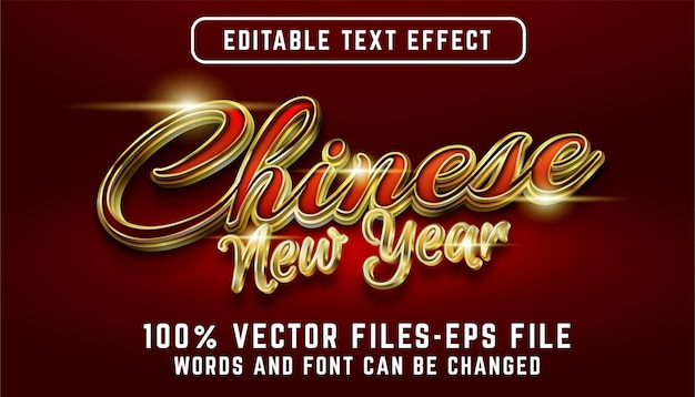 Chinese new year 3d text effect editable text with golden style premium vectors