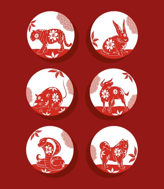 Vector chinese new year animals