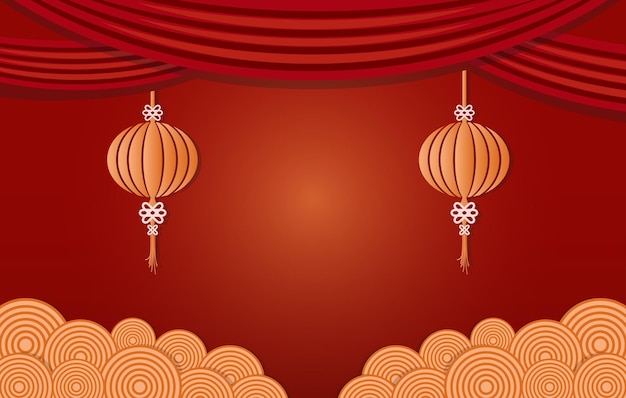 Chinese new year backdrop with lanterns Greeting card