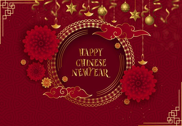 Vector chinese new year background design concept with illustration