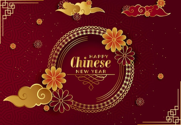 Chinese new year background design concept with illustration