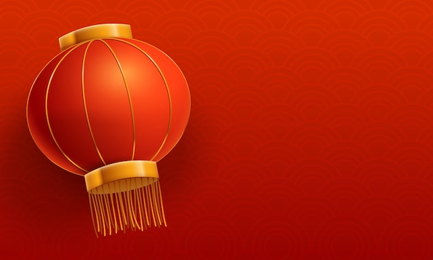 Chinese new year background template Illustrations with red pattern and big red lantern