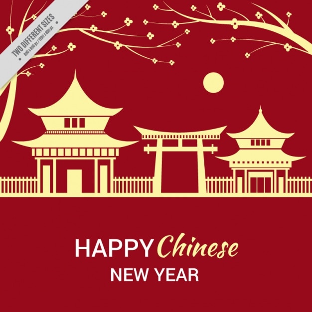 Chinese new year background with landscape