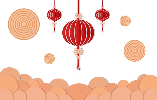 Chinese new year background with lanterns Vector illustration