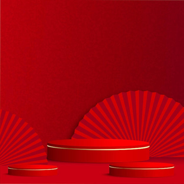 Chinese new year background with red podium. vector illustration