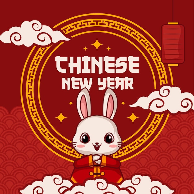 Chinese new year background year of the rabbit post template