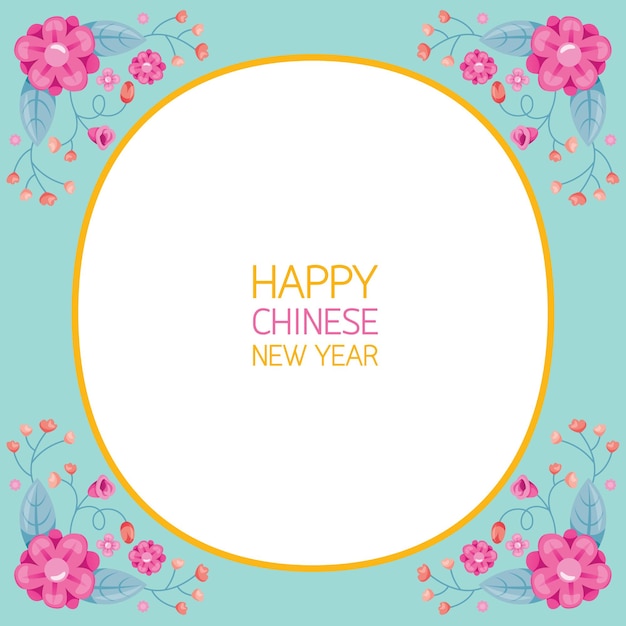 Confine di capodanno cinese con fiori, tradizionale, celebrazione, cina, cultura