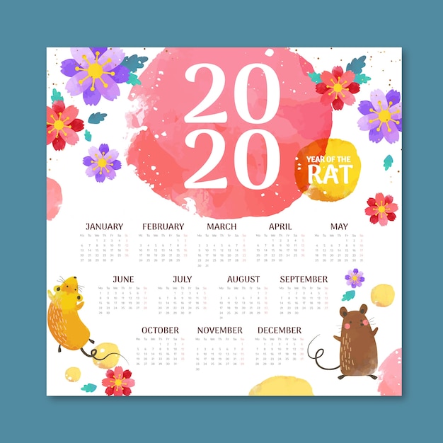 Chinese new year calendar in flat design