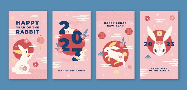 Vector chinese new year celebration instagram stories collection