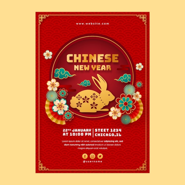 Vector chinese new year celebration vertical poster template