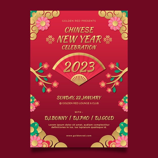 chinese new year celebration vertical poster template