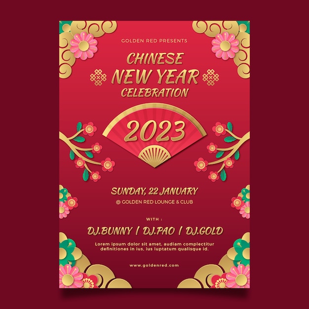 Vector chinese new year celebration vertical poster template