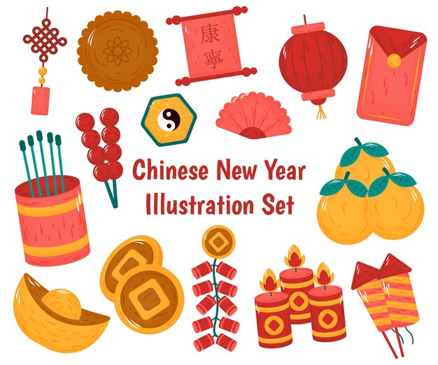 中国新年装飾要素セット