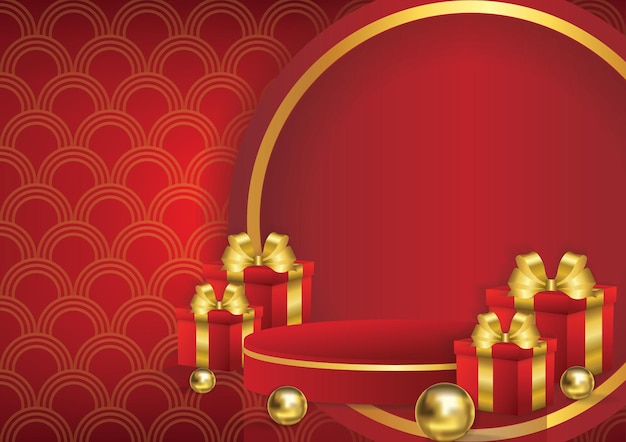 chinese new year display podium banner background