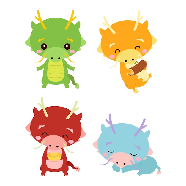 Vector chinese new year dragon mascot collection