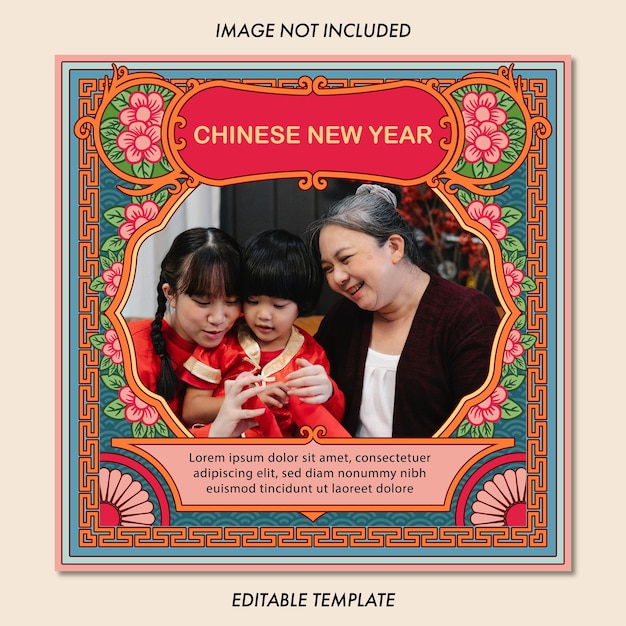 chinese new year editable template flyer social media post