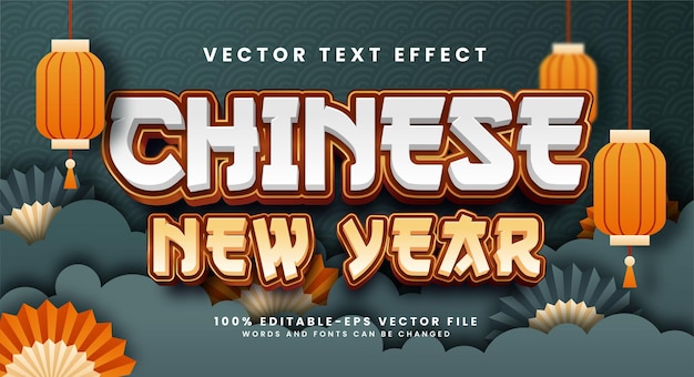 Chinese new year editable text style effect with paper cut style. Suitable for Asian event concept.