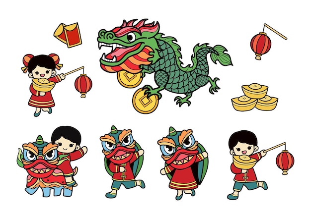 chinese new year elements set