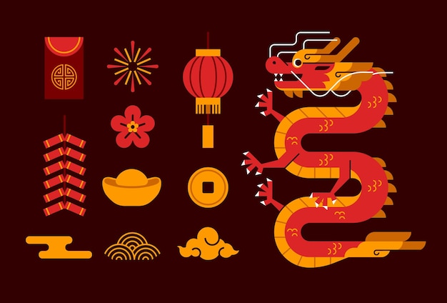 Vector chinese new year elements vector illustration