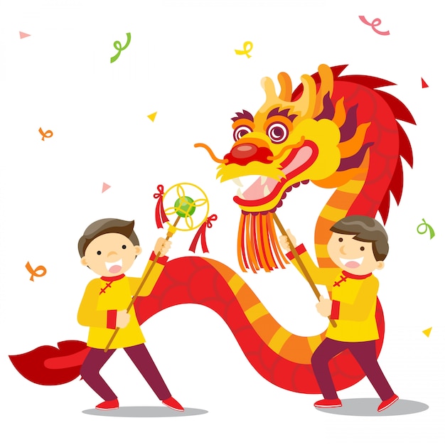 Vector chinese new year festival/dragon dance