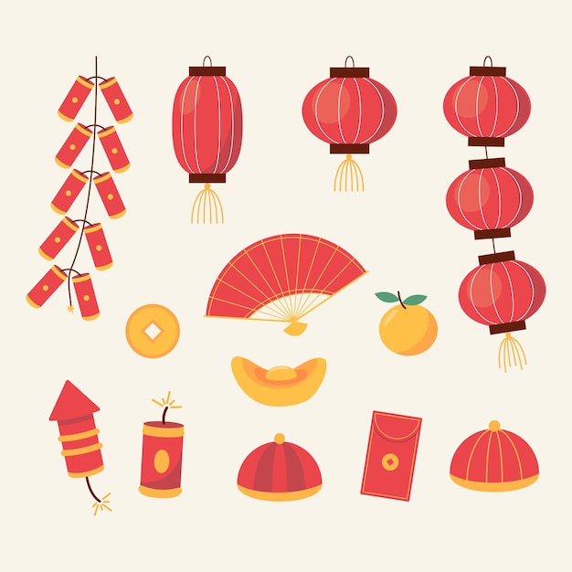 Vector chinese new year festival element flat style