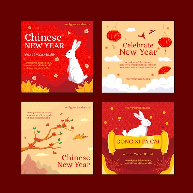 Vector chinese new year festivity social media template