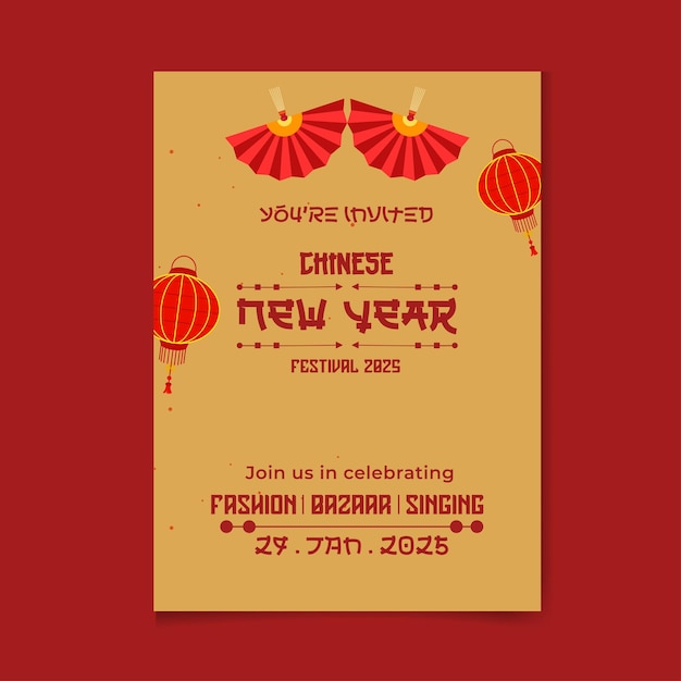 Chinese New Year Flyer poster design and vector