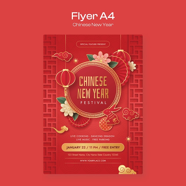 Vector chinese new year flyer template