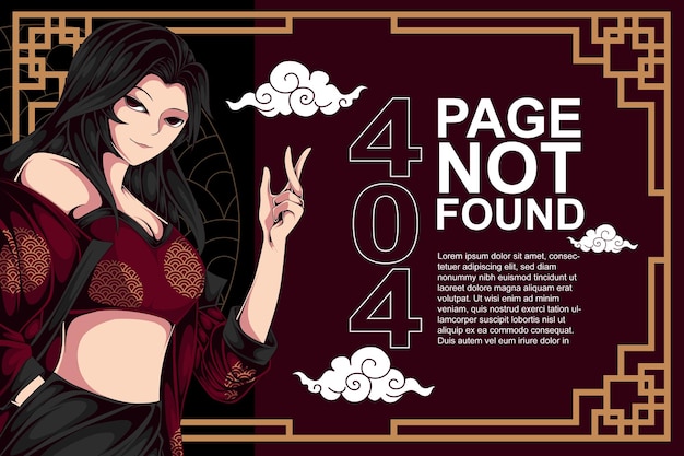 Vector chinese new year girl illustration error 404 page not found