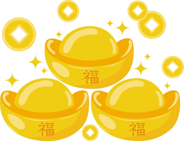 중국 신년 휴일 금 금속 일러스트레이션 그래픽 요소 아트 카드