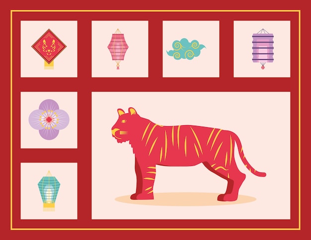 Vector chinese new year icons set