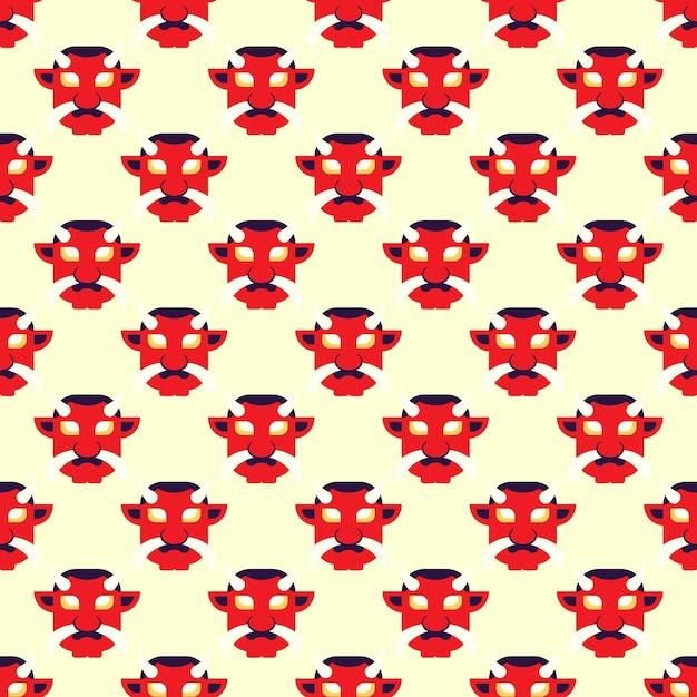 Chinese New Year illustration Colorful seamless vector pattern of flat devil mask Vibrant image for web sites printing and wrapping