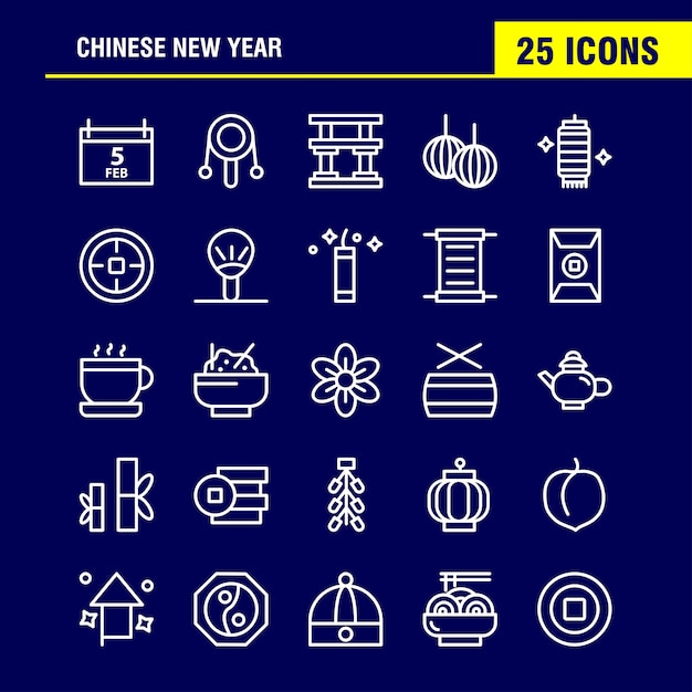 Chinese new year line icon pack